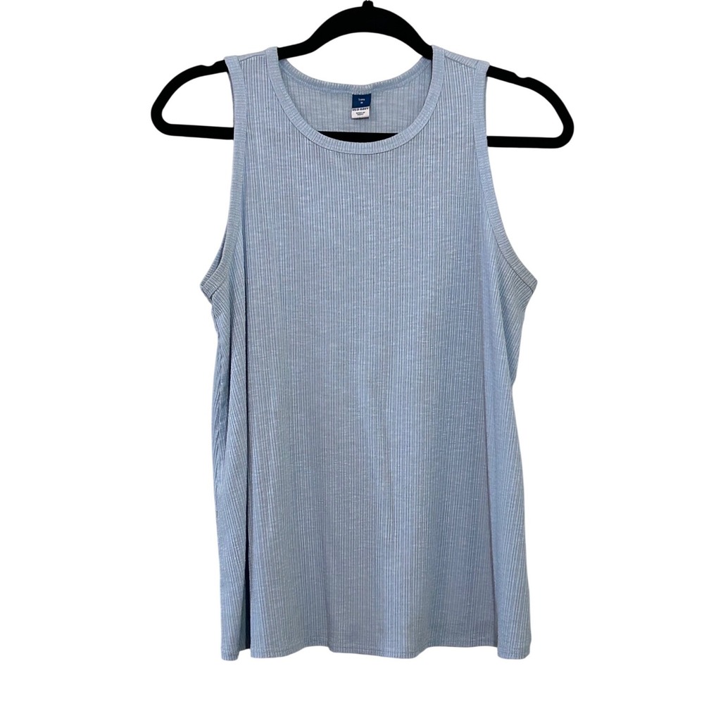 Old Navy Light Blue Luxe Ribbed Tank Top Womens Size M Sleeveless Knit